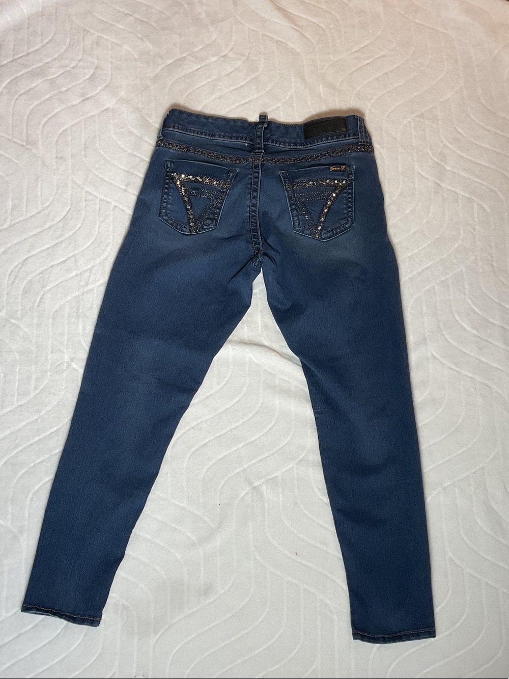 Seven7 Dark Blue Skinny Jeans with Embellished Back Pockets